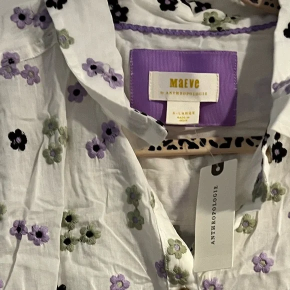 Anthropologie Maeve Embroidered Floral 
Button-down  Blouse - XL - NWT - Picture 6 of 16